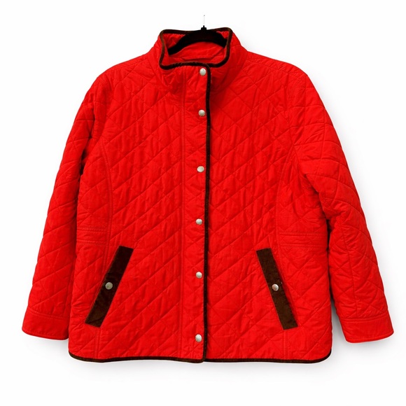 Talbots Jackets & Blazers - Talbots Quilted Barn Jacket Bright Red Orange - Women’s XL Cabincore Chic Cozy
